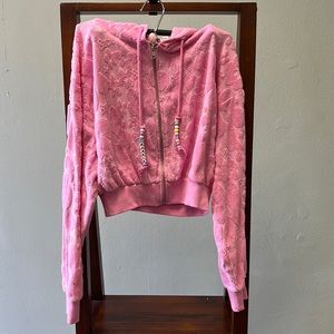 Forever 21 x Barbie Terry Cloth Cropped Hoodie sz. L